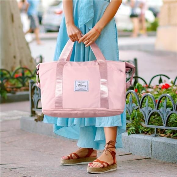 Travel Duffel Bag - Large Shoulder Weekender Overnight Bag, Carry on Bags - Picture 7 of 8